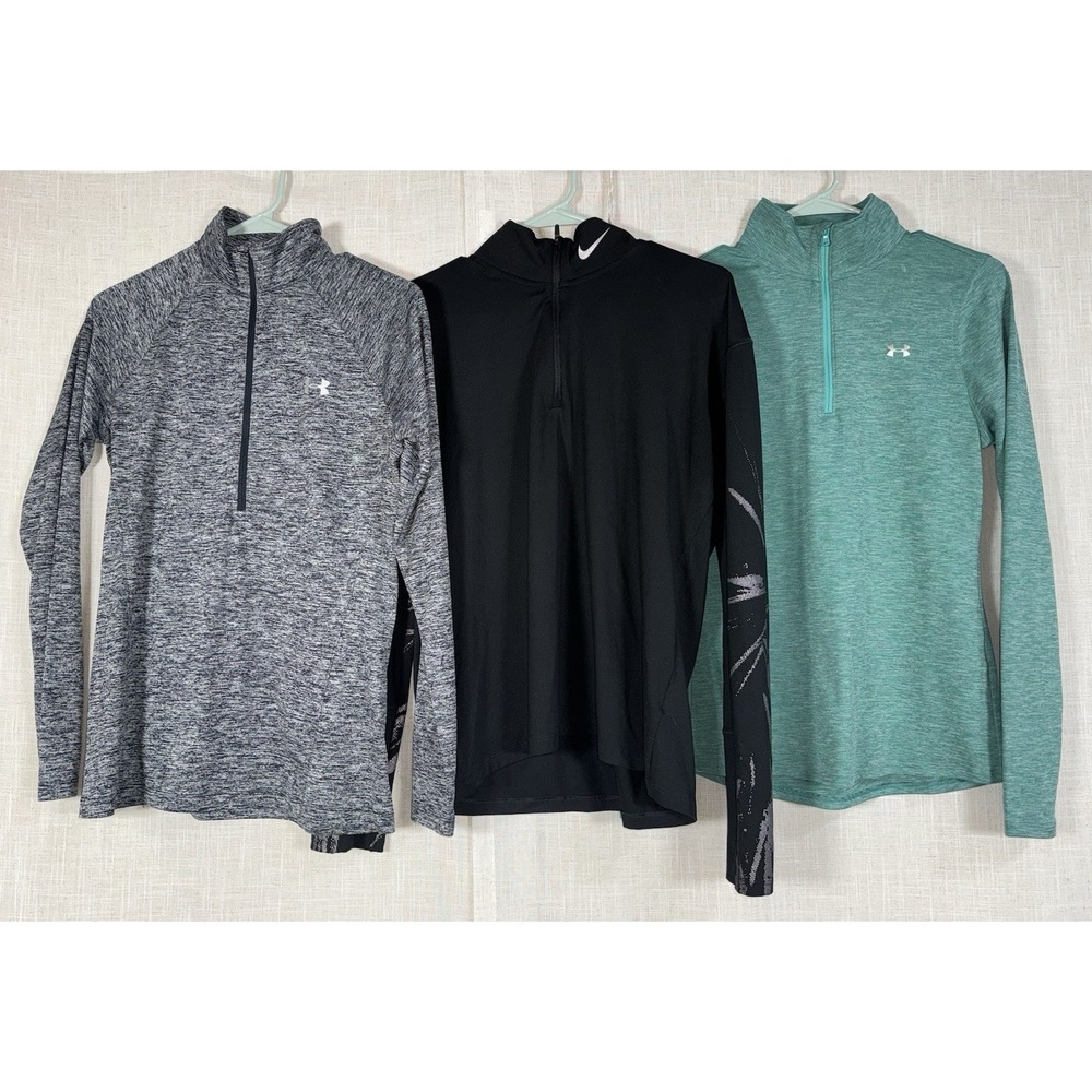 Under Armour Nike Shirts LOT Women's S M 1/4 Zip Mock Neck Long Sleeve Athletic